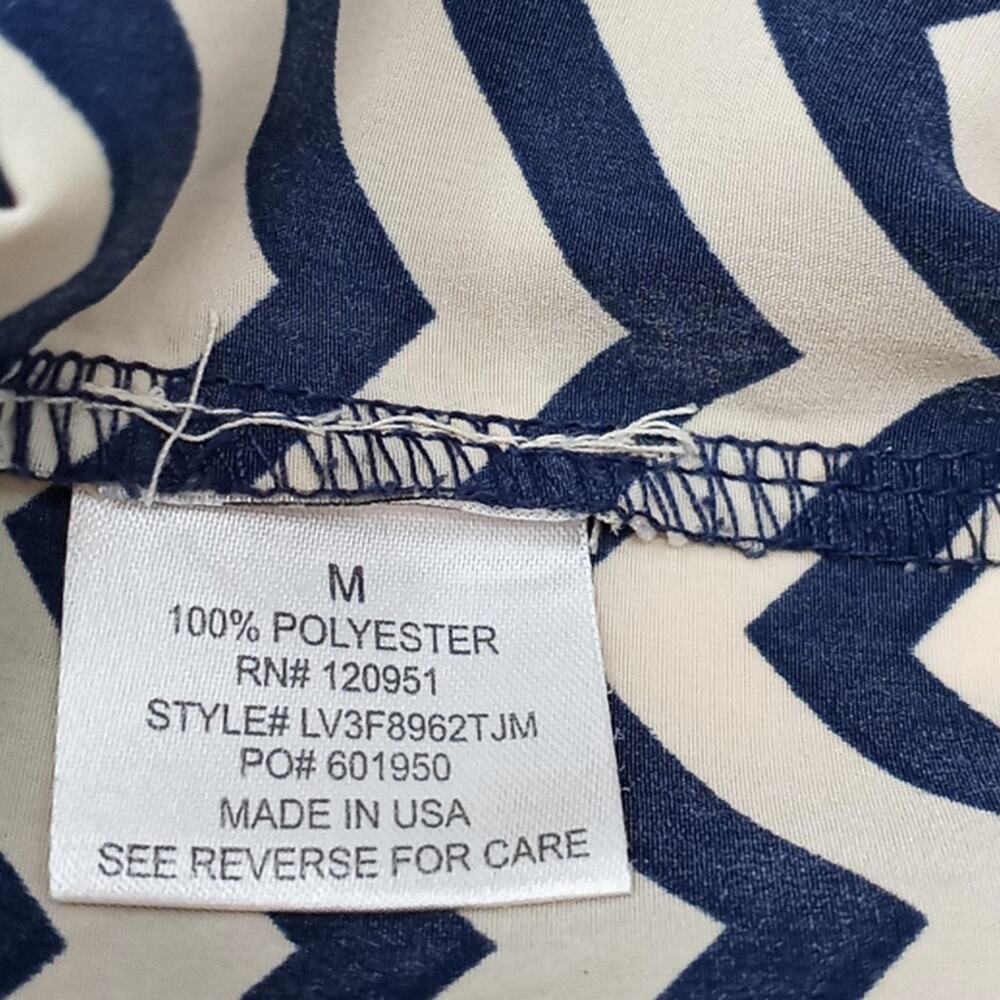 Olive & Oak Women's Navy & Tan Chevron Stripe Sleeveless V Neck Top Size Medium - Picture 10 of 11